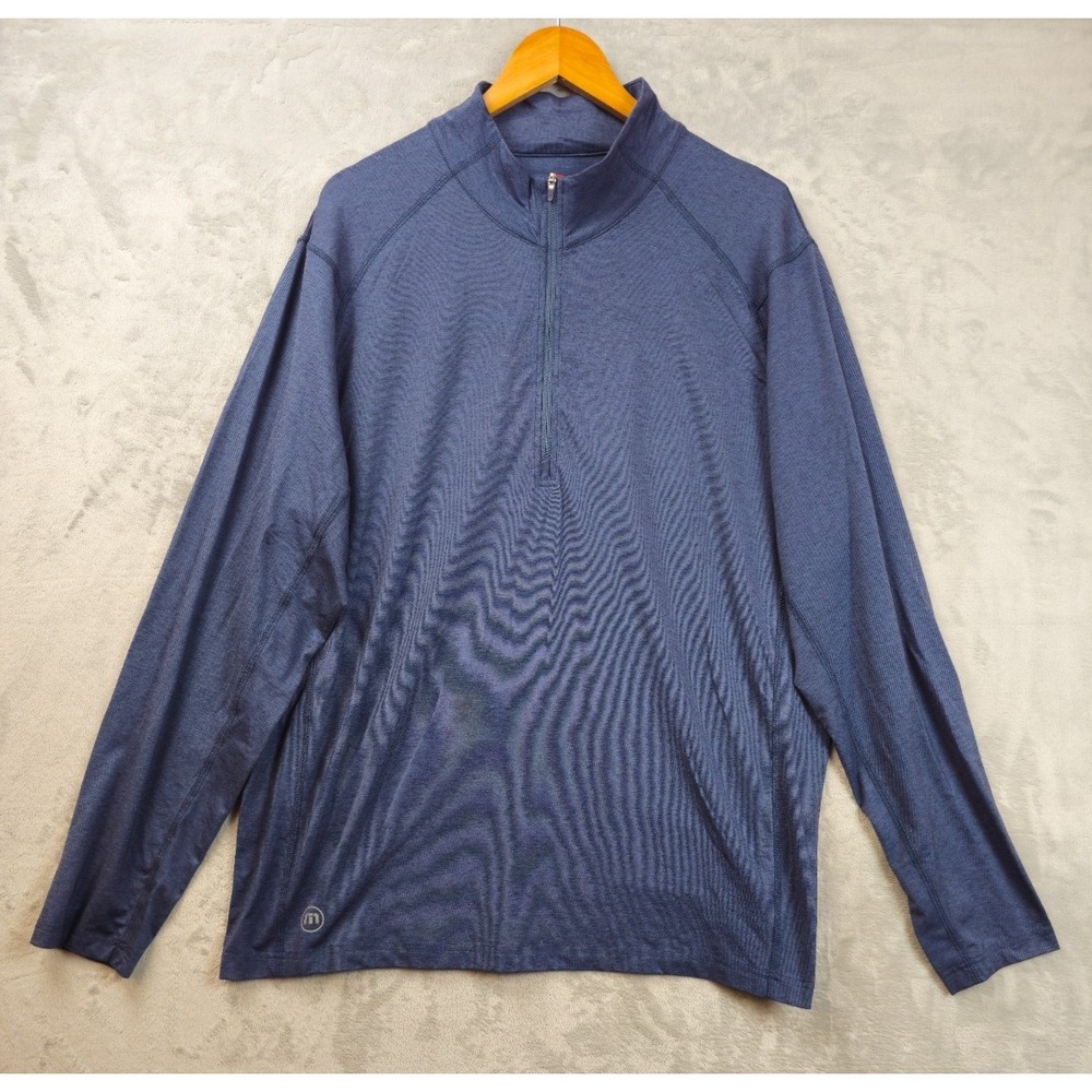Travis Mathew Pullover Mens 2XL Blue 1/4 Zip Performance Golf Stretch Shirt